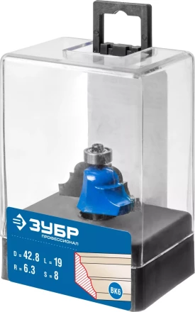 ЗУБР 42.8 x 19 мм, радиус 6.3 мм, фреза кромочная калевочная №4, Профессионал (28705-42.8) купить в Уфе