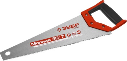 Ножовка универсальная (пила) ЗУБР МОЛНИЯ-3D 400 мм, 7TPI, 3D зуб, точный рез вдоль и поперек волокон, для средних заготовок из всех видов материалов 15077-40 купить в Уфе