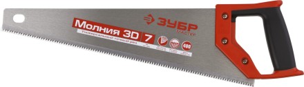 Ножовка универсальная (пила) ЗУБР МОЛНИЯ-3D 400 мм, 7TPI, 3D зуб, точный рез вдоль и поперек волокон, для средних заготовок из всех видов материалов 15077-40 купить в Уфе