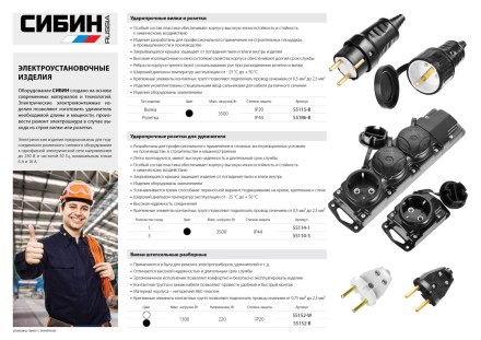 Розетка СИБИН электрическая ударопрочная, с заземлением, 16А/220В, IP44, черная 55186-B купить в Уфе