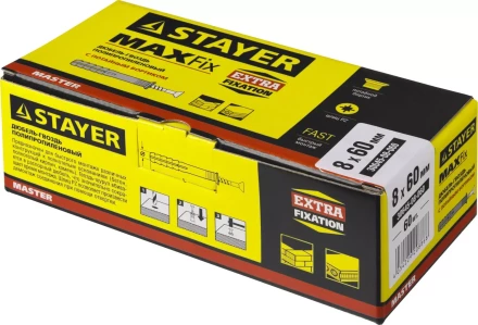 Дюбель-гвоздь полипропиленовый, потайный бортик, 8 x 60 мм, 60 шт, STAYER Master 30645-08-060 30645-08-060 купить в Уфе