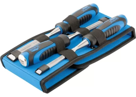 Набор долот-стамесок плоских 3шт 12-16-20 мм двухкомпонентная рукоятка металлический затыльник БАРС 24450 купить в Уфе