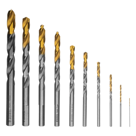 Набор сверл по металлу Denzel 723001, 1-10 мм, Р6М5-TiN, Golden Tip, 10 шт купить в Уфе