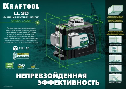 Нивелир лазерный  LLG3D зеленый 34641 купить в Уфе