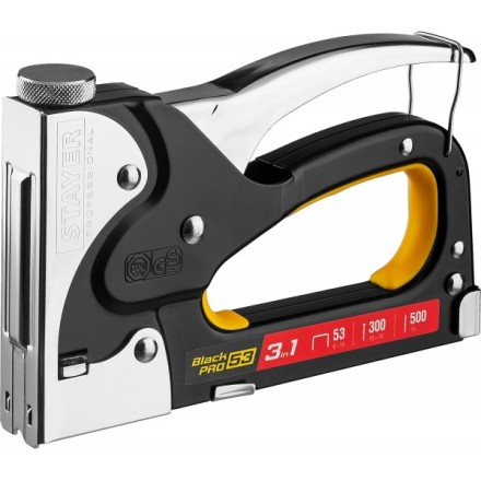 Степлер для скоб &quot;BlackPro 53&quot; 3-в-1: тип 53 (4-14 мм) / 300 (10-14 мм) / 500 (14 мм), STAYER Professional 31507 купить в Уфе