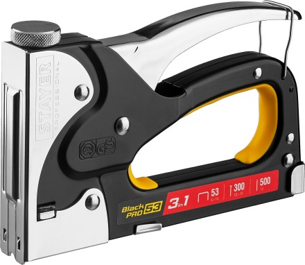 Степлер для скоб &quot;BlackPro 53&quot; 3-в-1: тип 53 (4-14 мм) / 300 (10-14 мм) / 500 (14 мм), STAYER Professional 31507 купить в Уфе