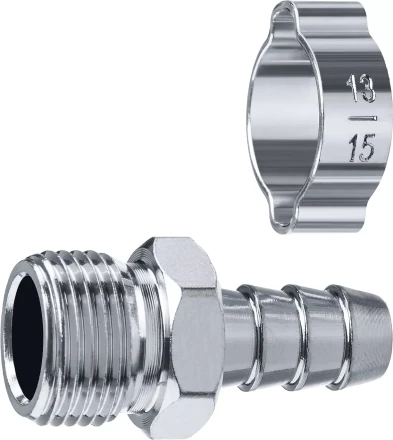ЗУБР штуцер елочка, 10 мм - 3/8M, переходник с обжимным хомутом, Профессионал (64924-3/8-10) купить в Уфе