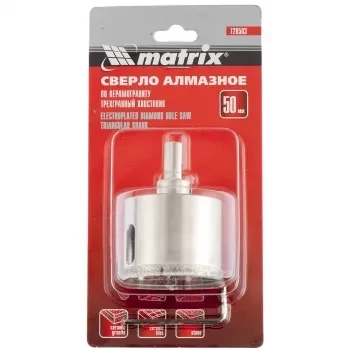 Сверло алмазное по керамограниту 50 х 67 мм 3-гранный хвостовик MATRIX 726503 купить в Уфе