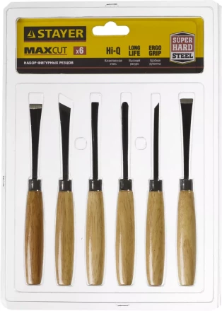 Набор STAYER: Резцы фигурные, с деревянной ручкой, 6шт 1832-H6 купить в Уфе