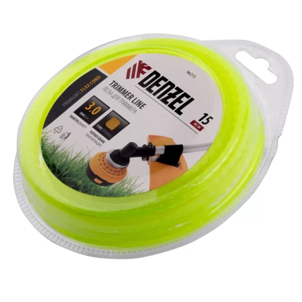 Леска для триммера зубчатый квадрат Denzel, 3мм х 15м, блистер FLEX CORD, 96215 купить в Уфе