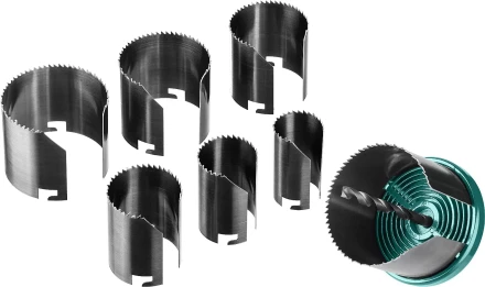 Пила сегментная наборная KRAFTOOL по дереву, 7 полотен: 25-32-38-45-50-56-62х42 мм 29580-H7-42 купить в Уфе