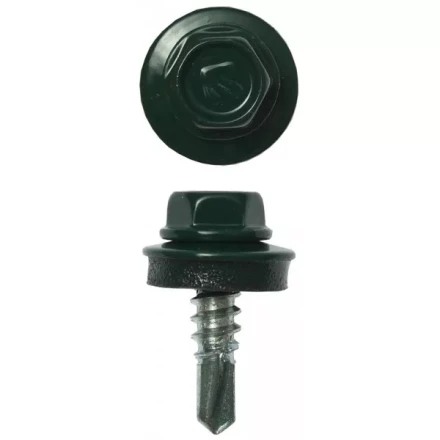 Саморезы ЗУБР &quot;ПРОФЕССИОНАЛ&quot; окраш., RAL 6005 зелен. насыщен., для крепл. кров. матер. к металл. констр., 5.5x19мм, 2500шт 4-300310-55-019-6005 купить в Уфе