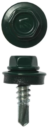 Саморезы ЗУБР &quot;ПРОФЕССИОНАЛ&quot; окраш., RAL 6005 зелен. насыщен., для крепл. кров. матер. к металл. констр., 5.5x19мм, 2500шт 4-300310-55-019-6005 купить в Уфе