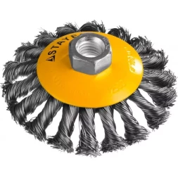 STAYER "PROFESSIONAL". Щетка коническая для УШМ, жгутированная стальная проволока 0,5мм, 100ммхМ14 35135-100