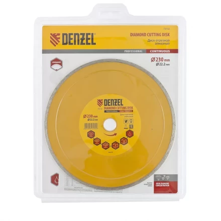 Диск алмазный отрезной сплошной 230 х 22,2 мм мокрая резка DENZEL артикул 73132 купить в Уфе