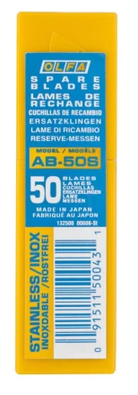 Лезвия OLFA сегментированные из нержавеющей стали, 9х80х0,38мм, 13 сегментов, 50шт OL-AB-50S купить в Уфе