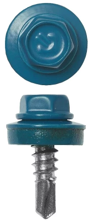 Саморезы ЗУБР окраш., RAL 5009 небесно-голуб., для крепл. кров. матер. к металл. констр., 5.5x25мм, 1800шт 4-300310-55-025-5009 купить в Уфе