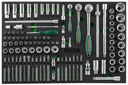 Набор головок торцевых 1/4&quot; 3/8&quot; 1/2&quot;DR 81предмет вставок бит-40предметов EVAложемент Jonnesway S04H45121SV 49275 купить в Уфе