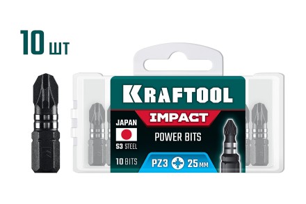 KRAFTOOL Impact PZ 3, 25 мм, 10 шт, ударные биты (26193-3-25-S10) купить в Уфе