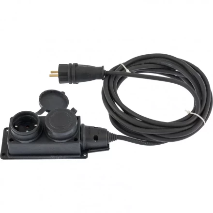 Удлинитель электрический силовой 10 м 2 розетки КГ 3 х 1,5 мм 16 А тип УХЗ-16 Россия Denzel 96020 купить в Уфе