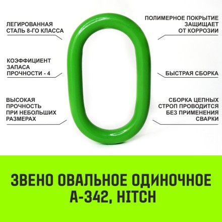 Звено овальное одиночное A-342 HITCH Т8 кл 11.2 т (SZ071414) купить в Уфе