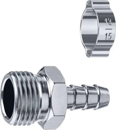 ЗУБР штуцер елочка, 10 мм - 1/2M, переходник с обжимным хомутом, Профессионал (64924-1/2-10) купить в Уфе