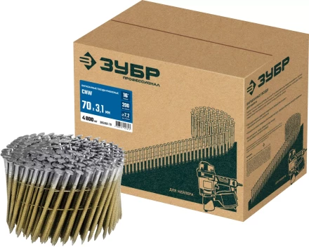 ЗУБР CNW 70 х 3.1 мм, барабанные гвозди рифленые, 4800 шт (305382-70) купить в Уфе