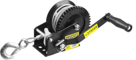Лебедка ручная барабанная STAYER &quot;MASTER&quot;, тяговая, тросовая, 0,7т, 8м 43112-0.7 купить в Уфе