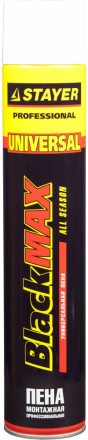 Пена &quot;BlackMAX&quot; монтажная, адаптерная, всесезонная, 750мл, STAYER 41133 купить в Уфе