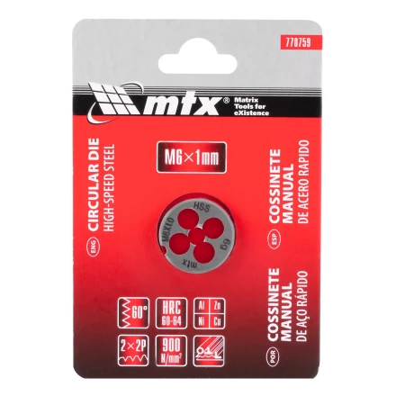 Плашка М6 х 1 мм, Р6М5 Matrix 770759 купить в Уфе