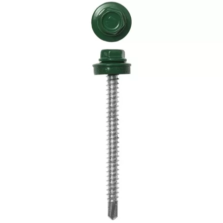 Саморезы ЗУБР &quot;ПРОФЕССИОНАЛ&quot; окраш., RAL 6002 зелен. лист, для крепл. кров. матер. к дерев. обреш., 4.8х35мм, 1800шт 4-300310-48-035-6002 купить в Уфе