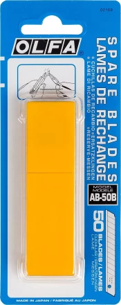 Лезвия OLFA сегментированные, 9х80х0,38мм, 13 сегментов, 50 шт OL-AB-50B купить в Уфе
