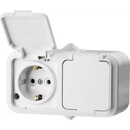 Розетка STAYER &quot;MASTER&quot; &quot;MAXIMA&quot; двухместная, с заземлением, с защитной крышкой, IP54, 16А, 220В 54307-W купить в Уфе