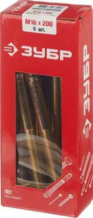 ЗУБР М16 х 200 мм, 6 шт, клиновой анкер (302032-16-200) купить в Уфе
