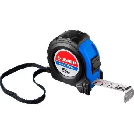 Рулетка ЗУБР "НЕЙЛОН", нейлоновое покрытие, упрочненное полотно, ударопрочный обрезиненный корпус, 5м/19мм 34056-05-19_z01 купить в Уфе