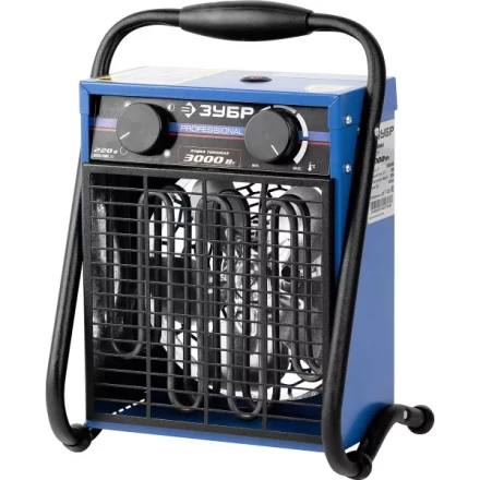 Пушка ЗУБР &quot;ПРОФЕССИОНАЛ&quot; &quot;Квадрат&quot; тепловая электрическая, двойные стенки (термос), гладкий нерж ТЭН, 3/1,5 кВт, 220В ЗТПЭ-3000_М2 купить в Уфе