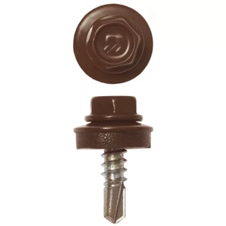 Саморезы ЗУБР &quot;ПРОФЕССИОНАЛ&quot; окраш., RAL 8017 шокол.-коричн., для крепл. кров. матер. к металл. констр. , 5.5x19мм, 2500шт 4-300310-55-019-8017 купить в Уфе