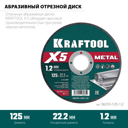 Круги отрезные абразивные, по металлу 36255-125-1.2 купить в Уфе