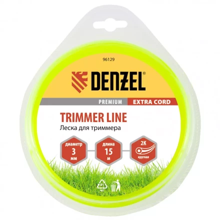 Леска для триммера двухкомпонентная круглая 3,0 мм 15 м Extra cord Denzel 96129 купить в Уфе