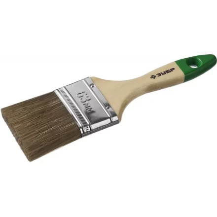 Кисть плоская  ЗУБР &quot;ЛАЗУРЬ-МАСТЕР&quot;, смешанная щетина, деревянная ручка, 63мм 4-01009-063 купить в Уфе