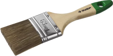 Кисть плоская  ЗУБР &quot;ЛАЗУРЬ-МАСТЕР&quot;, смешанная щетина, деревянная ручка, 63мм 4-01009-063 купить в Уфе