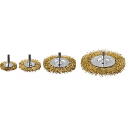 ЗУБР "ПРОФЕССИОНАЛ". Набор щеток дисковых для дрели, витая стальная латунированная проволока 0,3мм, 4 шт 3521-H4_z03 купить в Уфе