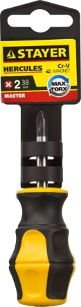 Отвертка STAYER &quot;MASTER&quot; &quot;HERCULES&quot;, Сr-V, противоскользящая рукоятка, PH2x38мм 25052-38-2_z02 купить в Уфе