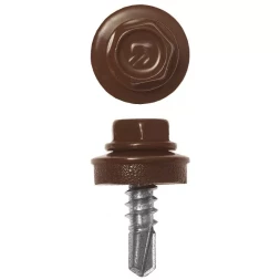 Саморезы ЗУБР "ПРОФЕССИОНАЛ" окраш., RAL 8017 шокол.-коричн., для крепл. кров. матер. к металл. констр. , 5.5x25мм, 1800шт 4-300310-55-025-8017