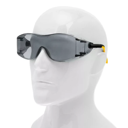 Очки защитные открытые Denzel 89203, поликарбонатные, увеличенная дымчатая линза, регулируемые дужки купить в Уфе