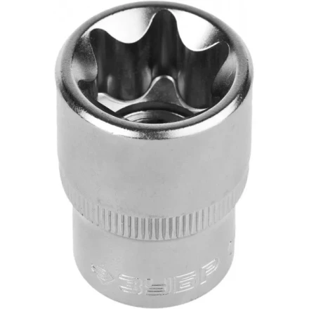 Головка торцовая ЗУБР "МАСТЕР" (1/2"), Cr-V, E-TORX, хроматированное покрытие, E20 27719-20 купить в Уфе