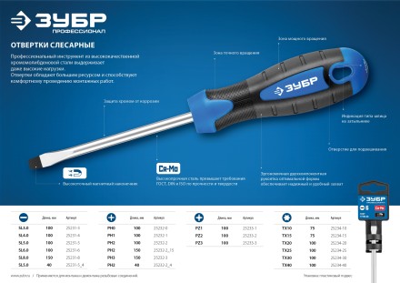 ЗУБР PZ3 x 150 мм, отвертка, Профессионал (25233-3) купить в Уфе