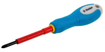 ЗУБР &quot;ПРОФИ ЭЛЕКТРИК&quot;. Отвертка Cr-V, трехкомпонент рукоятка, высоковольтная до ~1000В, PH №0, 60 мм 25262-0-060 купить в Уфе