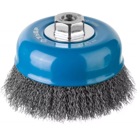 ЗУБР &quot;ПРОФЕССИОНАЛ&quot;. Щетка чашечная для УШМ, витая стальная проволока 0,3мм, 125ммхМ14 35261-125_z02 купить в Уфе