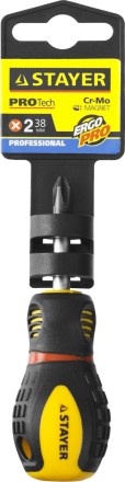 Отвертка STAYER &quot;PROFESSIONAL&quot; &quot;PROTech&quot;, двухкомп рукоятка, намагниченная, Cr-Mo, PH2x38мм 25132-2-38_z02 купить в Уфе